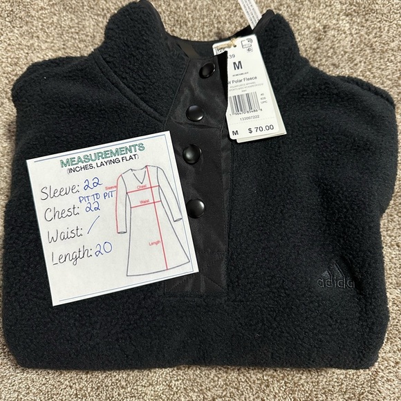 NWT NEW Adidas Women’s Black Polar Fleece Crop Pullover / Size Medium / IN9439 - Picture 13 of 13